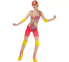 Fato de patinadora de boneca multicolorida famosa para mulheres