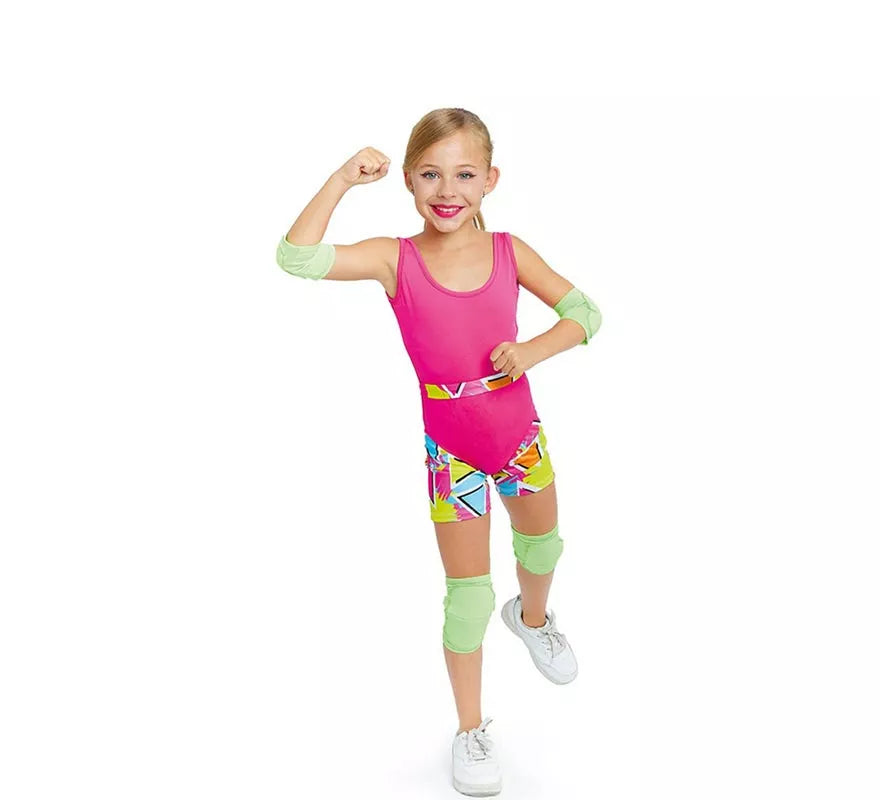 Translation missing: pt-PT.Disfraz de Patinadora Roller rosa años 70 para niña