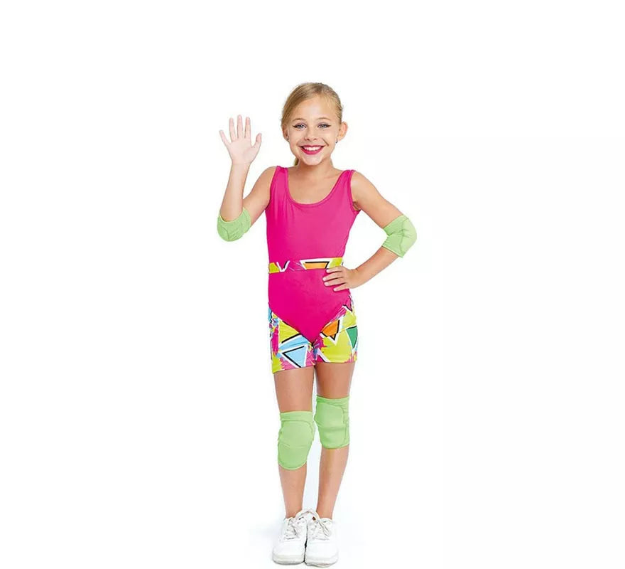 Disfraz de Patinadora Roller rosa años 70 para niña
