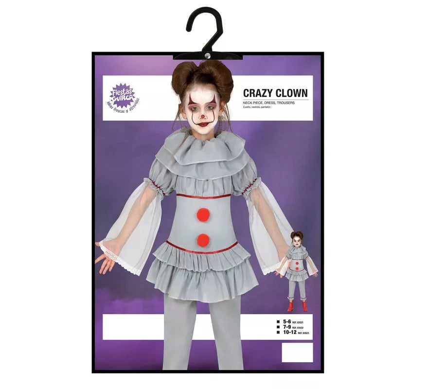 Translation missing: pt-PT.Disfraz de Payasa del Miedo Gris para niña