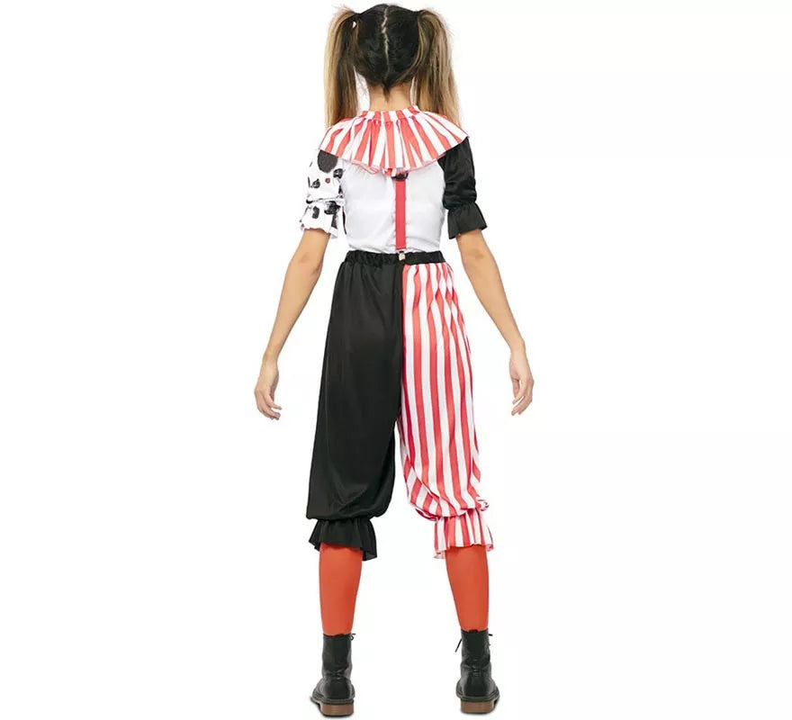 Translation missing: pt-PT.Disfraz de Payasa Malvada tricolor con cuello para mujer