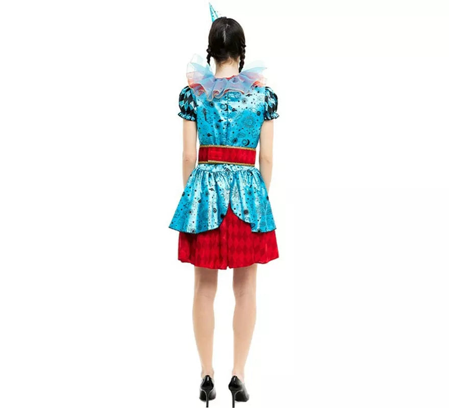 Translation missing: pt-PT.Disfraz de Payasa Maniaca azul y rojo para mujer