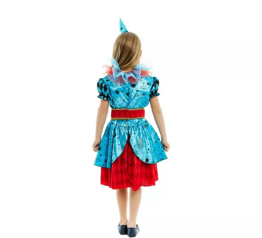 Translation missing: pt-PT.Disfraz de Payasa Maniaca azul y rojo para niña y adolescente