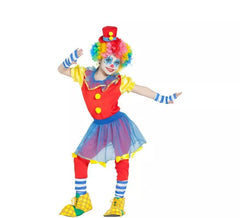 Fato de palhaço multicolorido com tutu para menina
