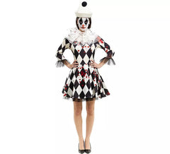 Fato de palhaço Killer Pierrot com chapéu para mulher