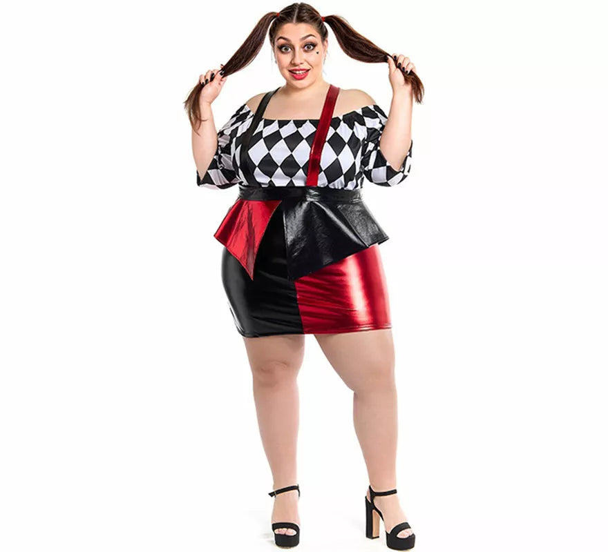 Translation missing: pt-PT.Disfraz de Payasa Rombos negro y rojo para mujer