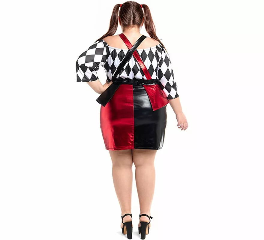 Translation missing: pt-PT.Disfraz de Payasa Rombos negro y rojo para mujer