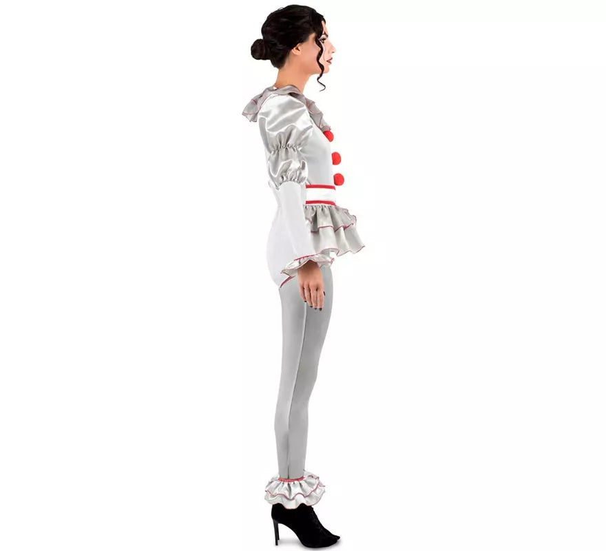 Translation missing: pt-PT.Disfraz de Payasa Siniestra gris y rojo para mujer