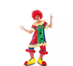 Fato de palhaço vermelho e azul para menina