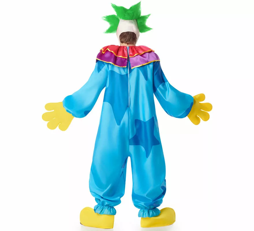 Disfraz de Payaso Asesino Aterrador azul para hombre