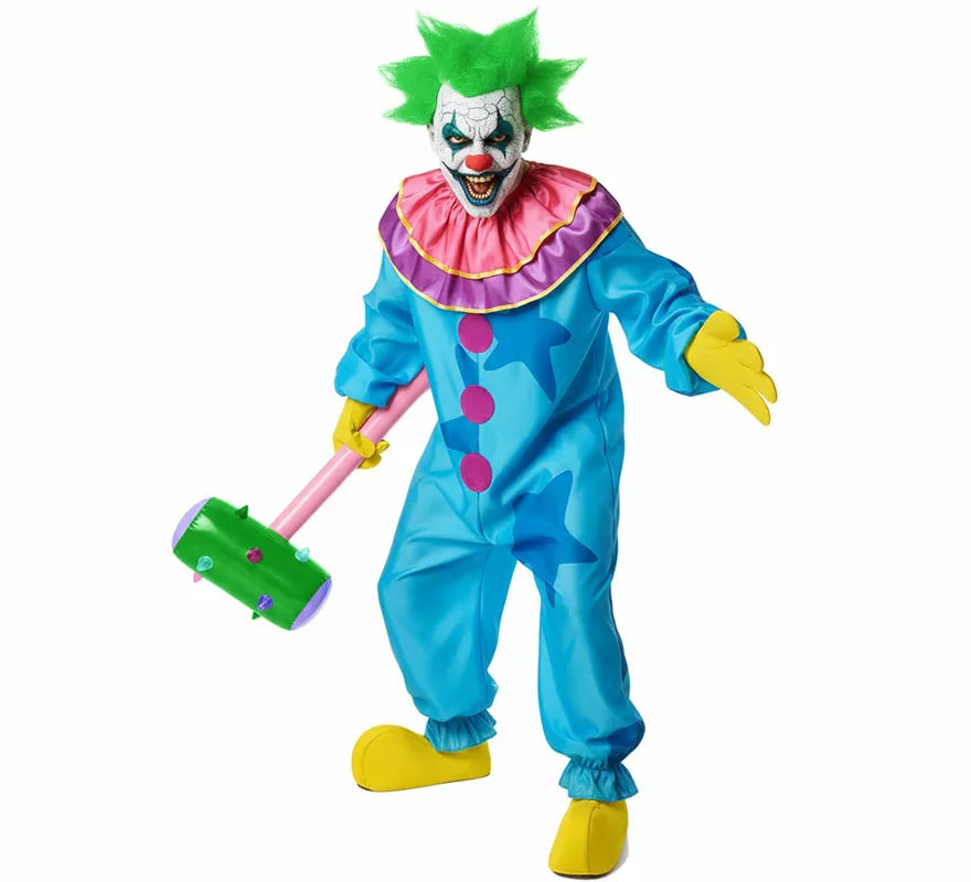 Disfraz de Payaso Asesino Aterrador azul para hombre