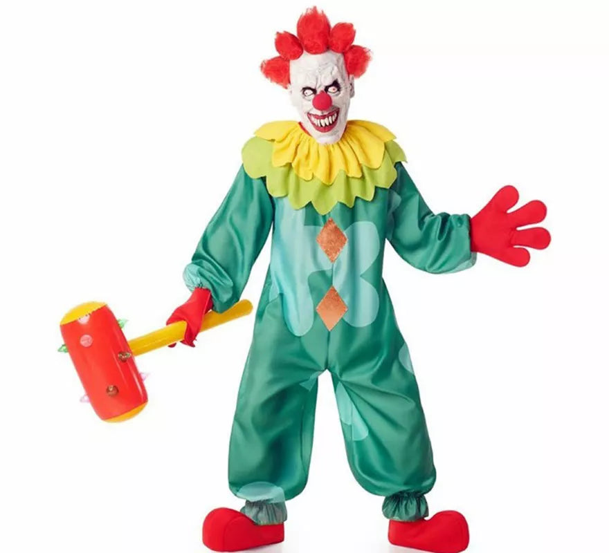 Translation missing: pt-PT.Disfraz de Payaso Asesino Aterrador verde para hombre