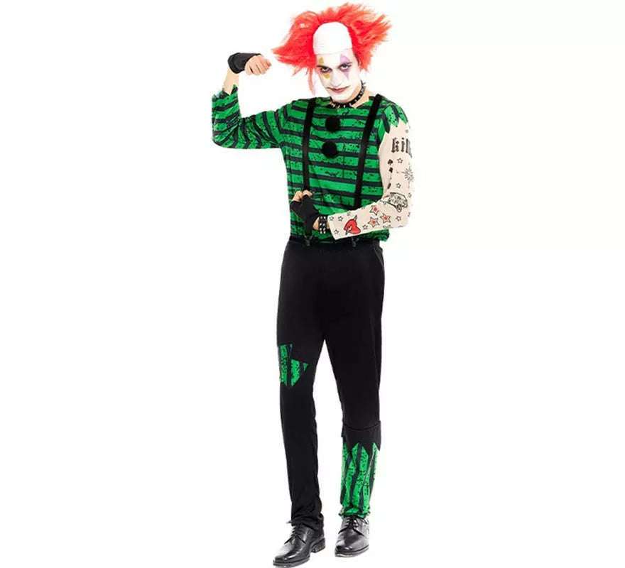 Translation missing: pt-PT.Disfraz de Payaso Asesino verde y negro para hombre