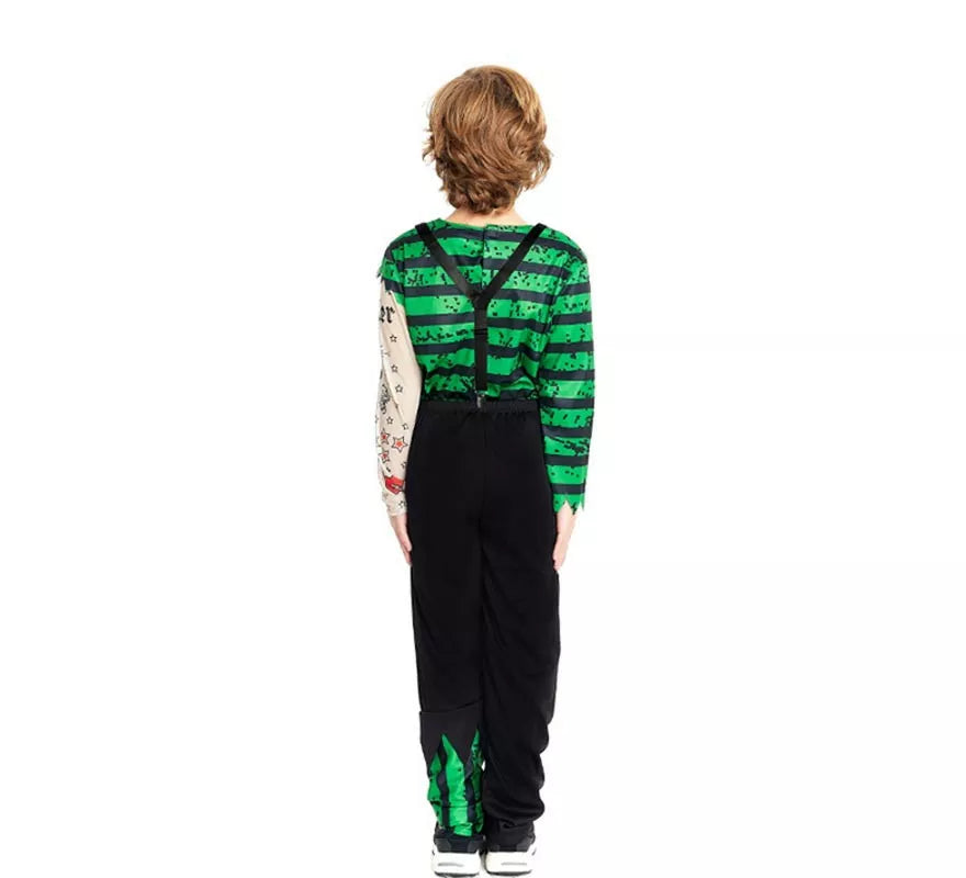 Translation missing: pt-PT.Disfraz de Payaso Asesino verde y negro para niño