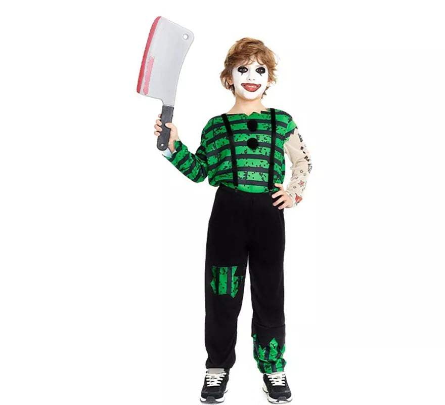 Translation missing: pt-PT.Disfraz de Payaso Asesino verde y negro para niño