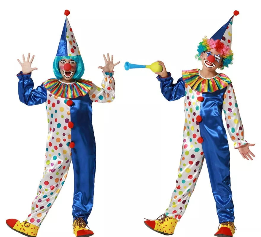 Translation missing: pt-PT.Disfraz de Payaso azul con lunares coloridos para niños