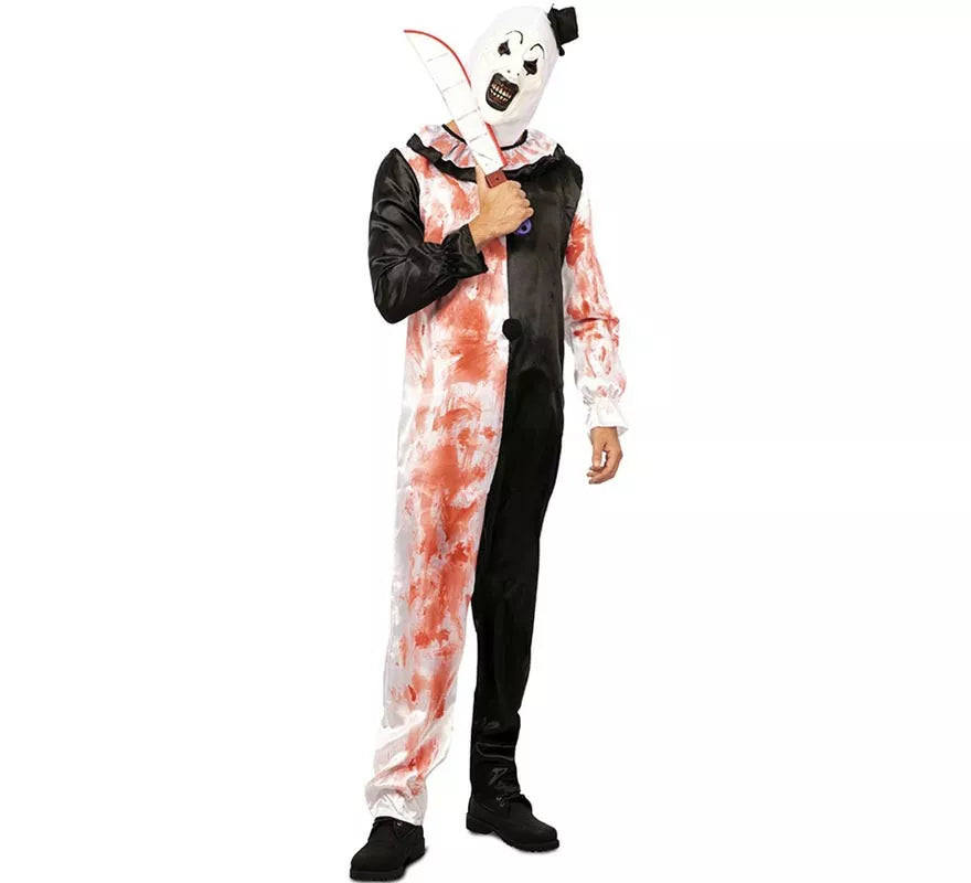 Translation missing: pt-PT.Disfraz de Payaso blanco y negro con sangre falsa para hombre