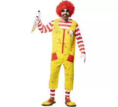 Fato masculina de palhaço hambúrguer assassino