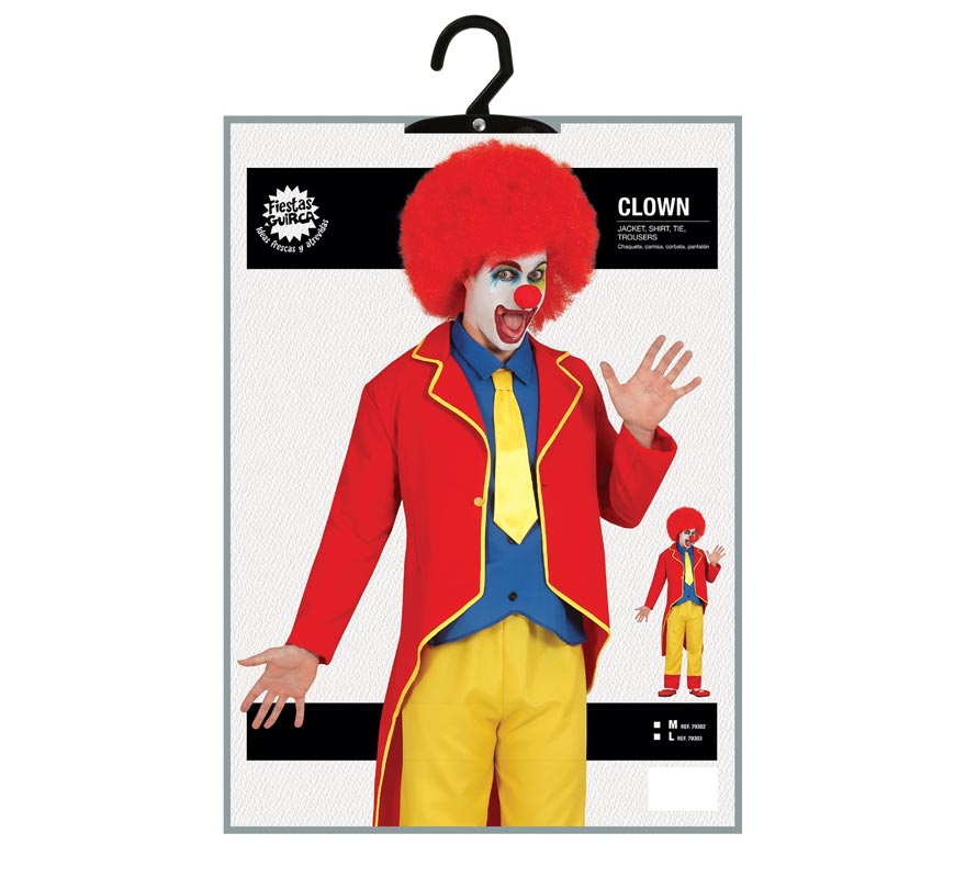 Translation missing: pt-PT.Disfraz de Payaso de Traje Rojo y Amarillo para hombre