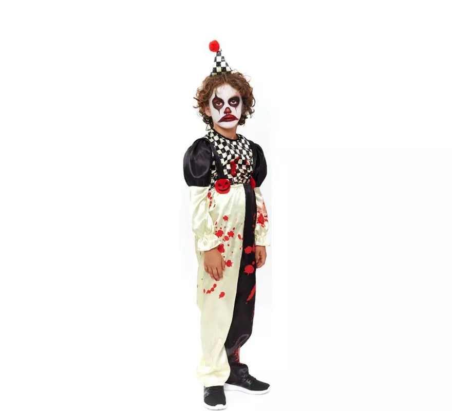 Translation missing: pt-PT.Disfraz de Payaso Horror a cuadros negro y blanco para niño