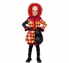 Fato de palhaço ghoul xadrez para meninos