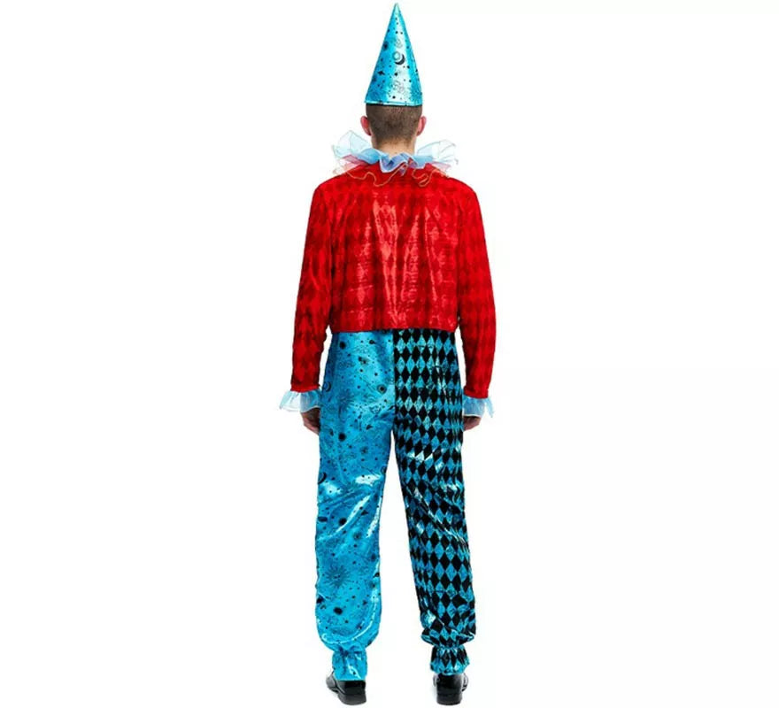 Translation missing: pt-PT.Disfraz de Payaso Maniaco azul y rojo para hombre