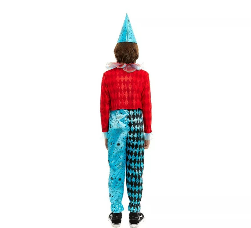 Translation missing: pt-PT.Disfraz de Payaso Maniaco azul y rojo para niño