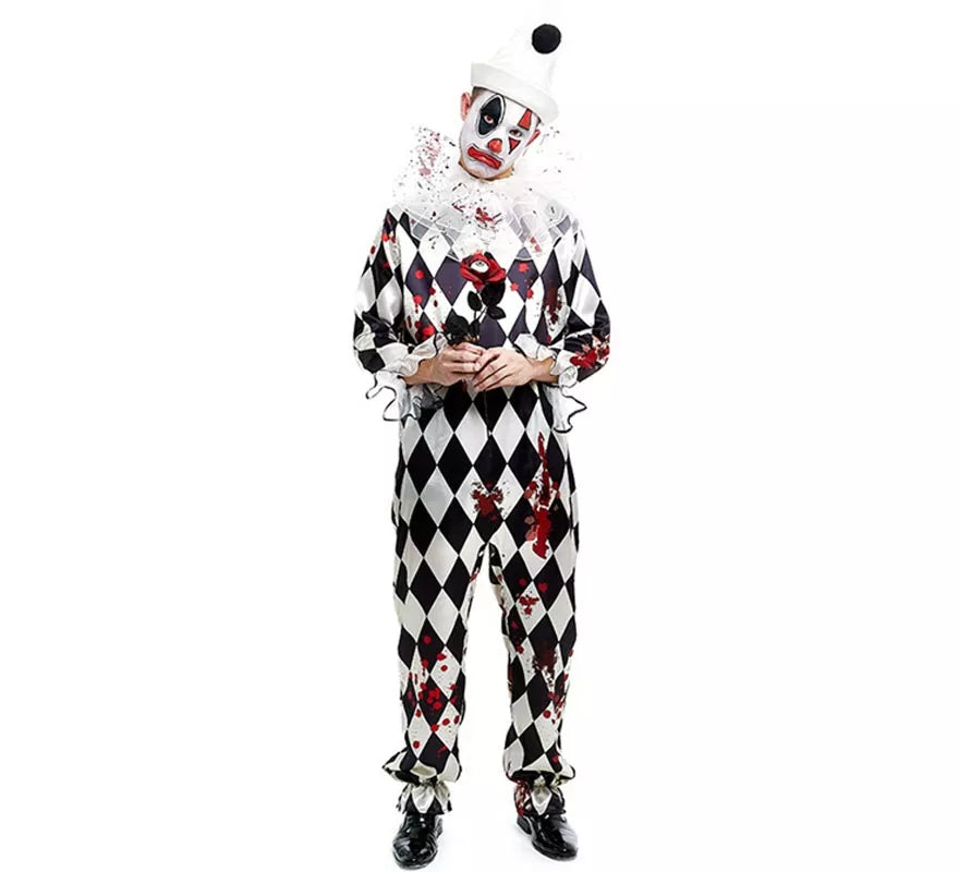 Translation missing: pt-PT.Disfraz de Payaso Pierrot Asesino con gorro para hombre