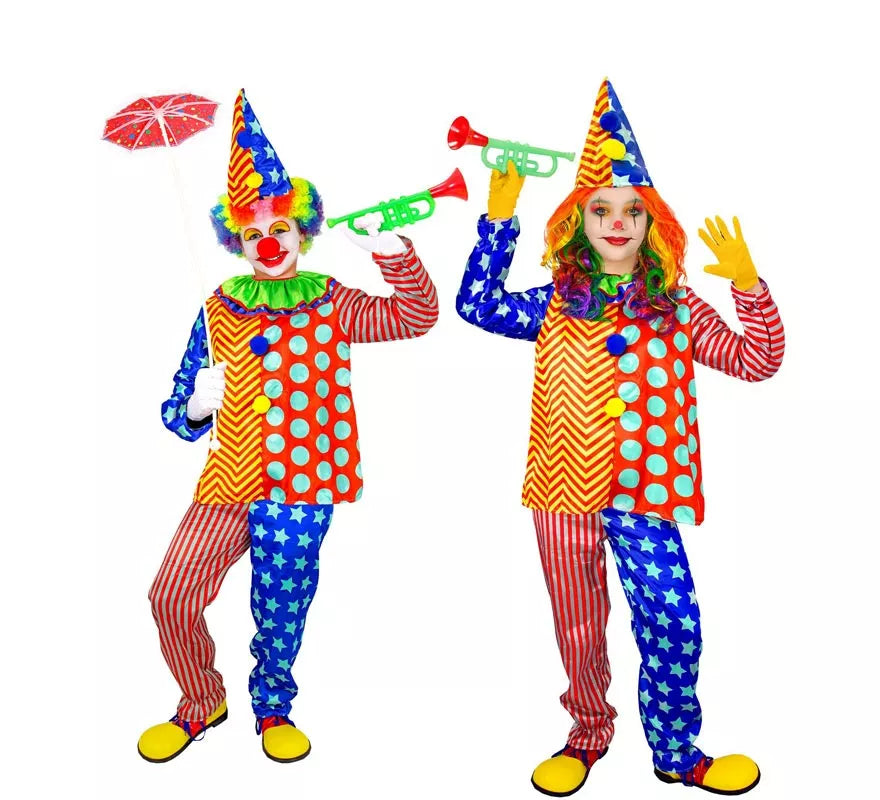 Translation missing: pt-PT.Disfraz de Payaso rayas y lunares para niños y adolescente