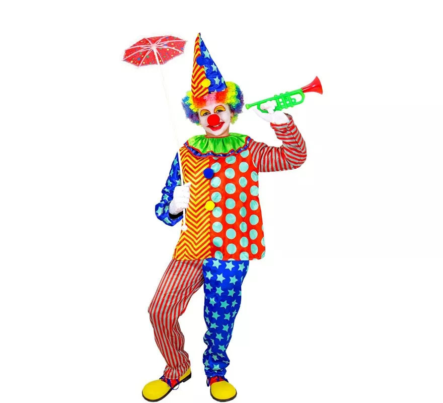 Translation missing: pt-PT.Disfraz de Payaso rayas y lunares para niños y adolescente
