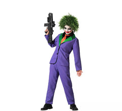 Fato de palhaço risonho roxo para criança