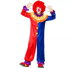 Fato de palhaço vermelho e azul para homem