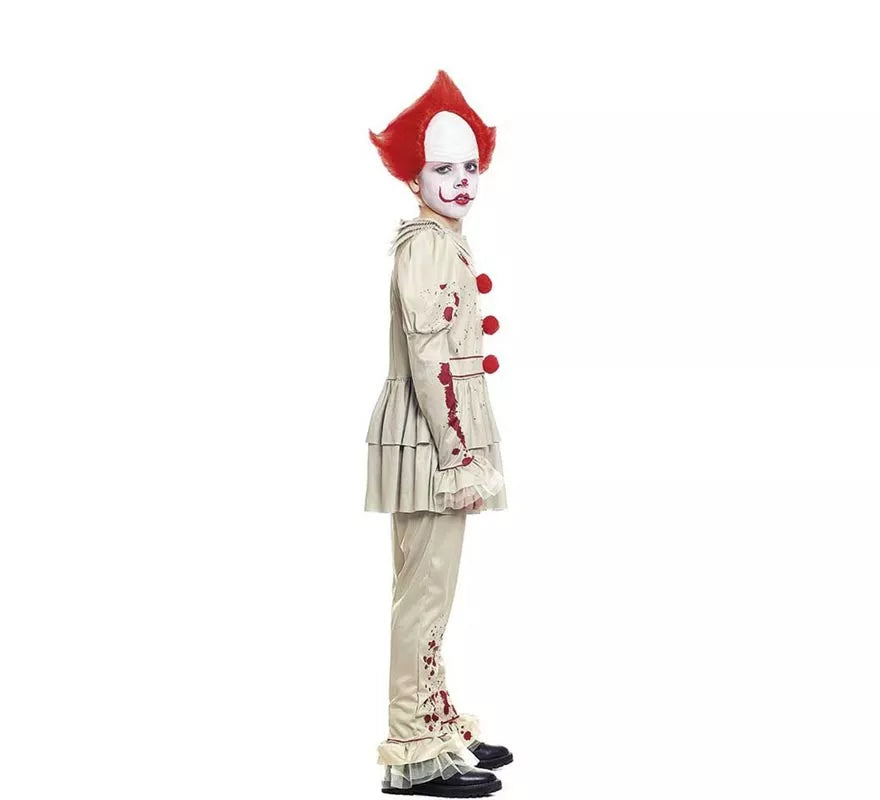 Disfraz de Payaso Sádico blanco para niño