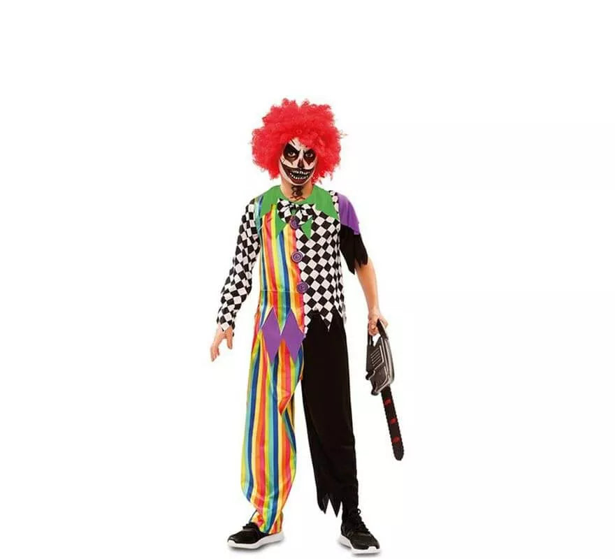 Translation missing: pt-PT.Disfraz de Payaso Siniestro Multicolor para niño