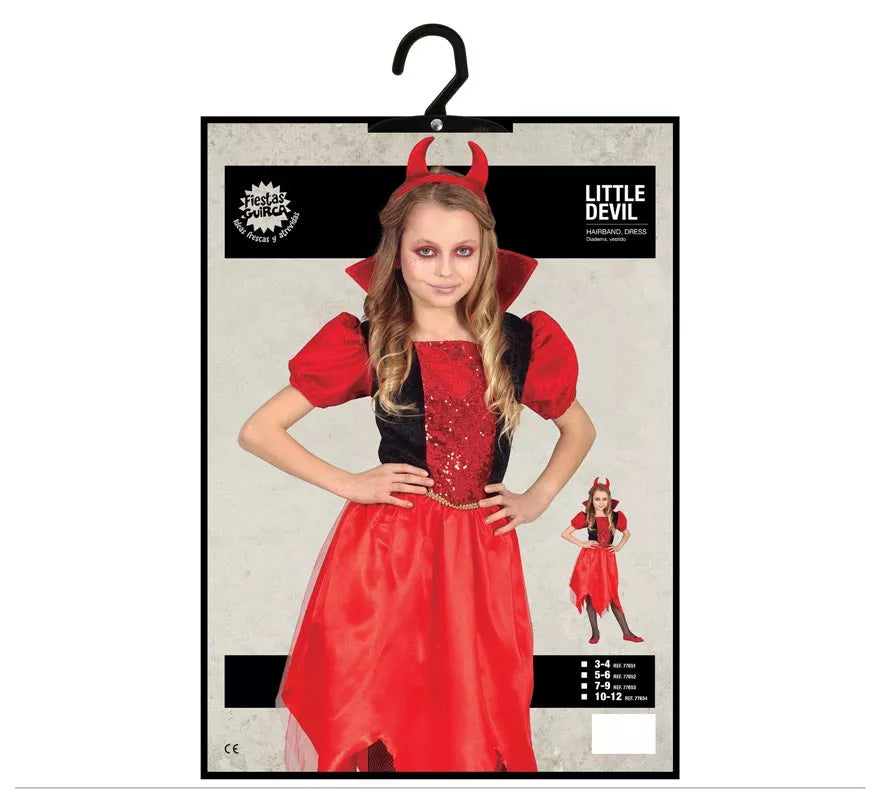 Translation missing: pt-PT.Disfraz de Pequeña Diablilla con vestido para niña