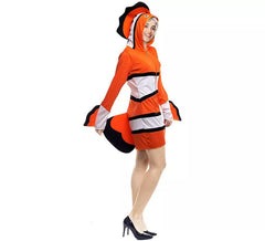 Fato de peixe laranja e branco para mulher