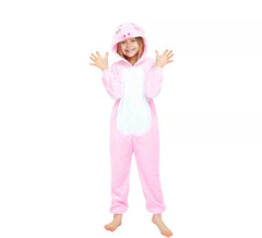 Fato de pijama de porco rosa com capuz para menina
