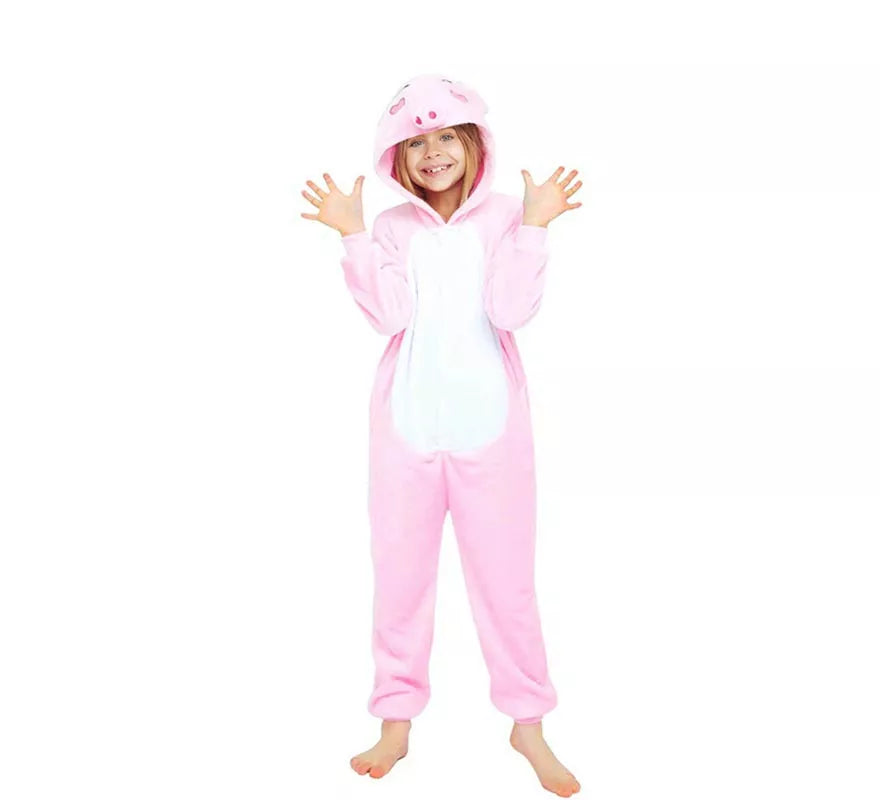 Translation missing: pt-PT.Disfraz de Pijama Cerdo rosa con capucha para niña