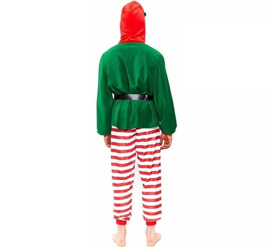 Translation missing: pt-PT.Disfraz de Pijama Elfo a rayas rojo para hombre