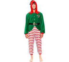 Fato de pijama de elfo listrado vermelho para homem
