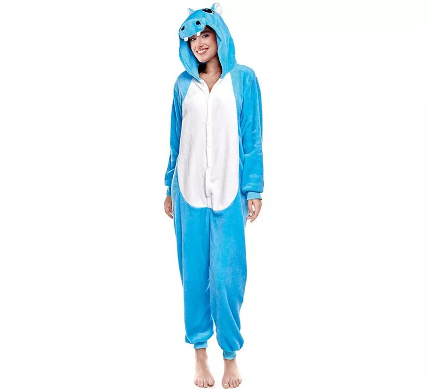 Translation missing: pt-PT.Disfraz de Pijama Hipopótamo azul para adultos