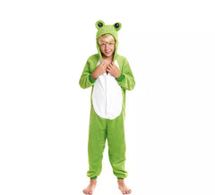Fato de pijama sapo verde com capuz para menino