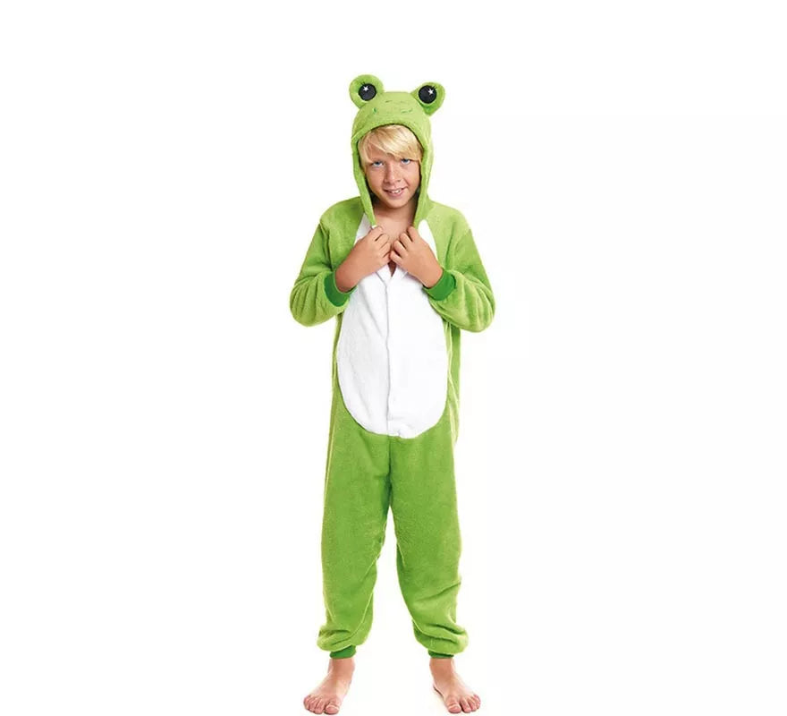 Translation missing: pt-PT.Disfraz de Pijama Rana verde con capucha para niño