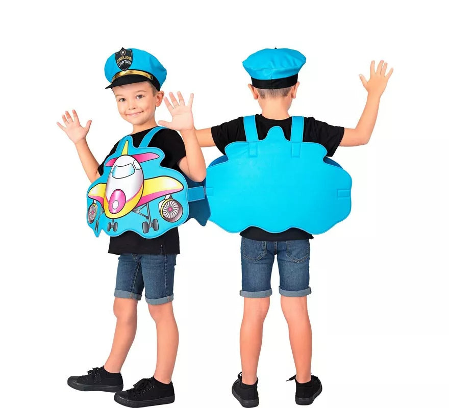 Translation missing: pt-PT.Disfraz de Piloto azul Avión con gorro para niños