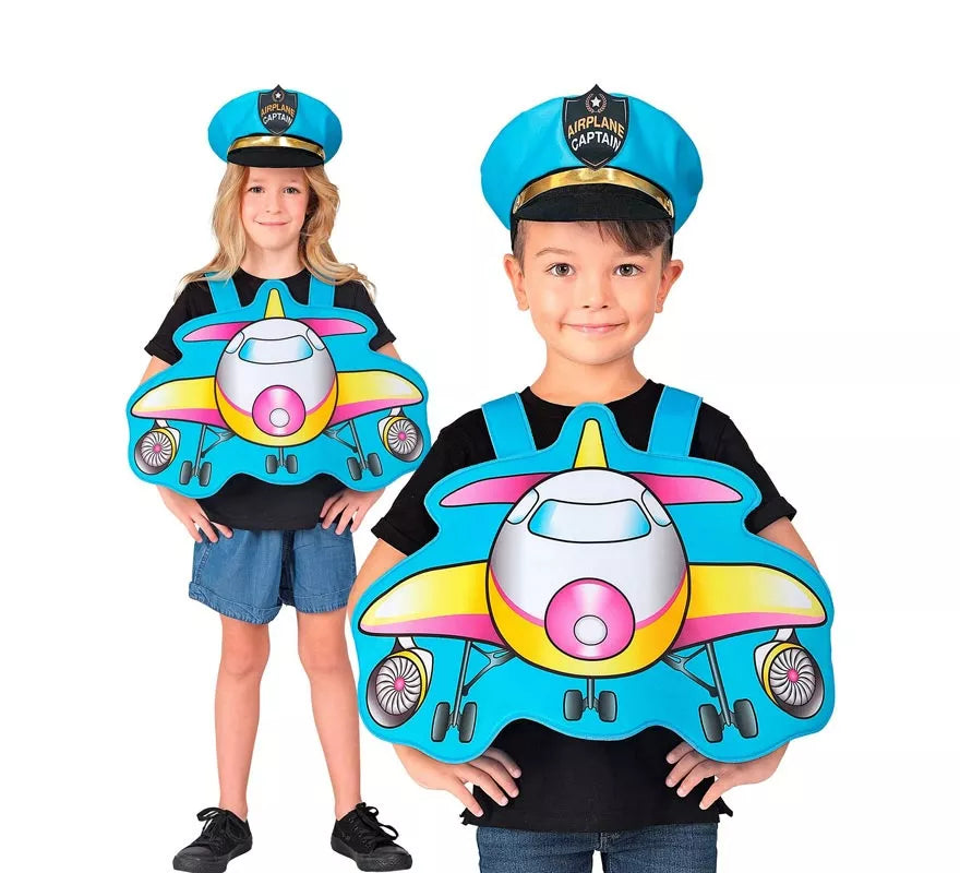 Translation missing: pt-PT.Disfraz de Piloto azul Avión con gorro para niños