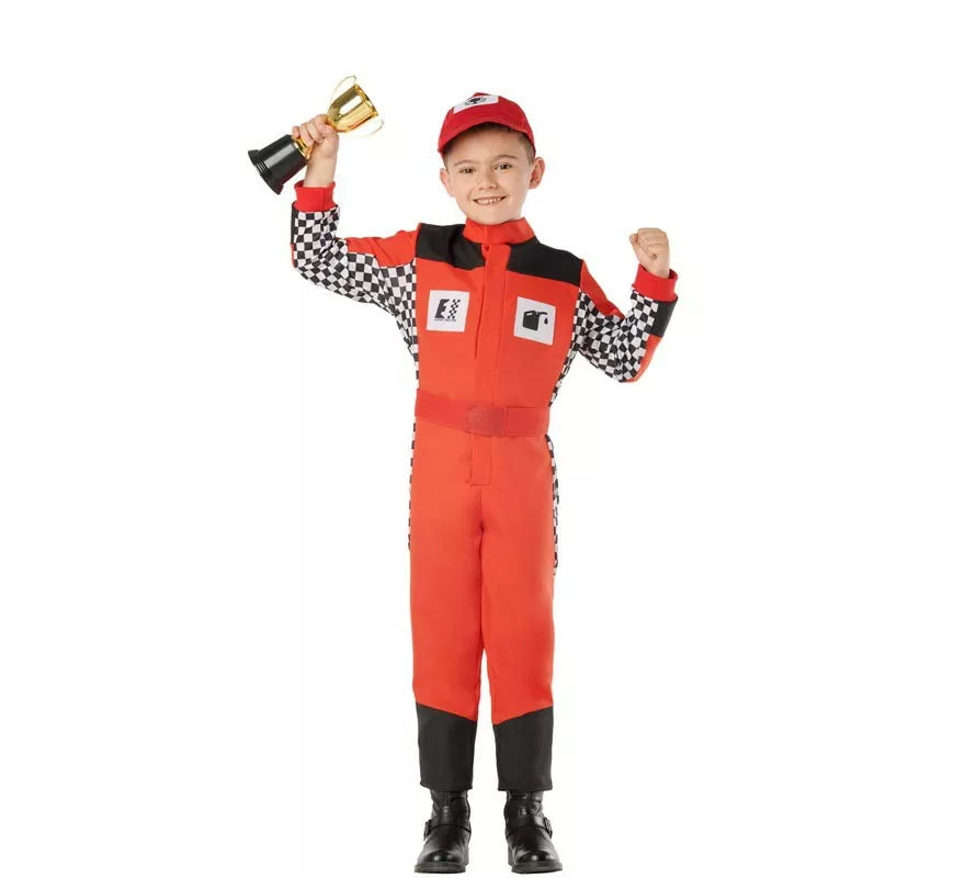 Translation missing: pt-PT.Disfraz de Piloto de Carreras Rojo para Niños