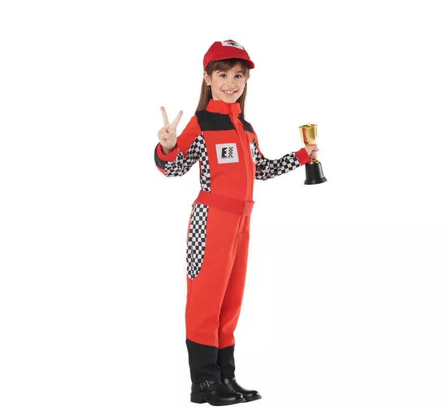 Translation missing: pt-PT.Disfraz de Piloto de Carreras Rojo para Niños