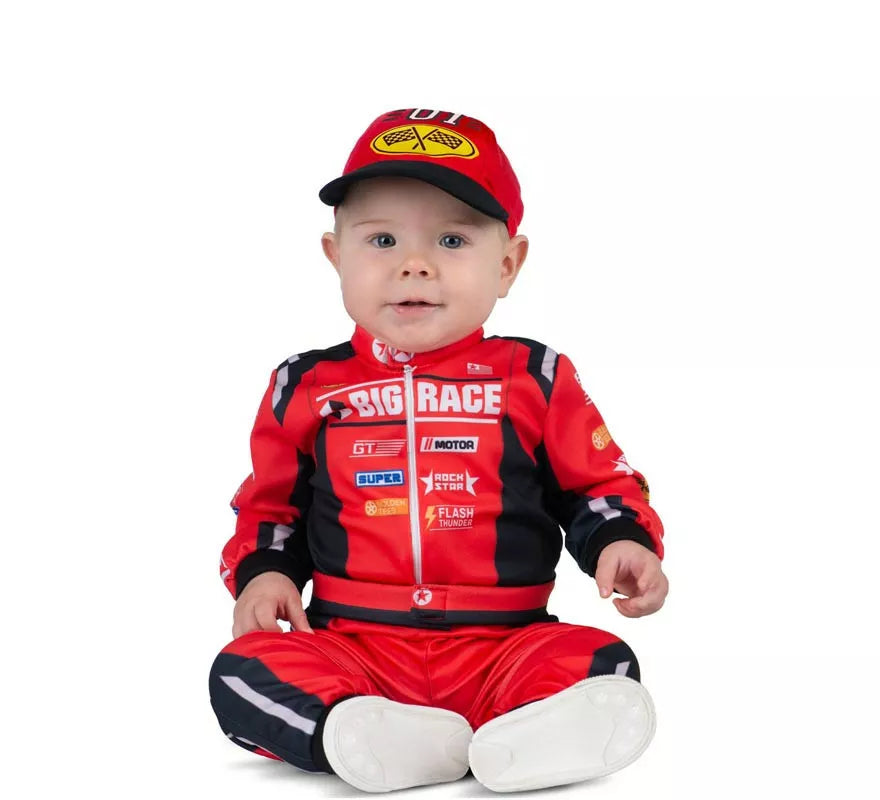Translation missing: pt-PT.Disfraz de Piloto rojo y negro con gorro para bebé y niño