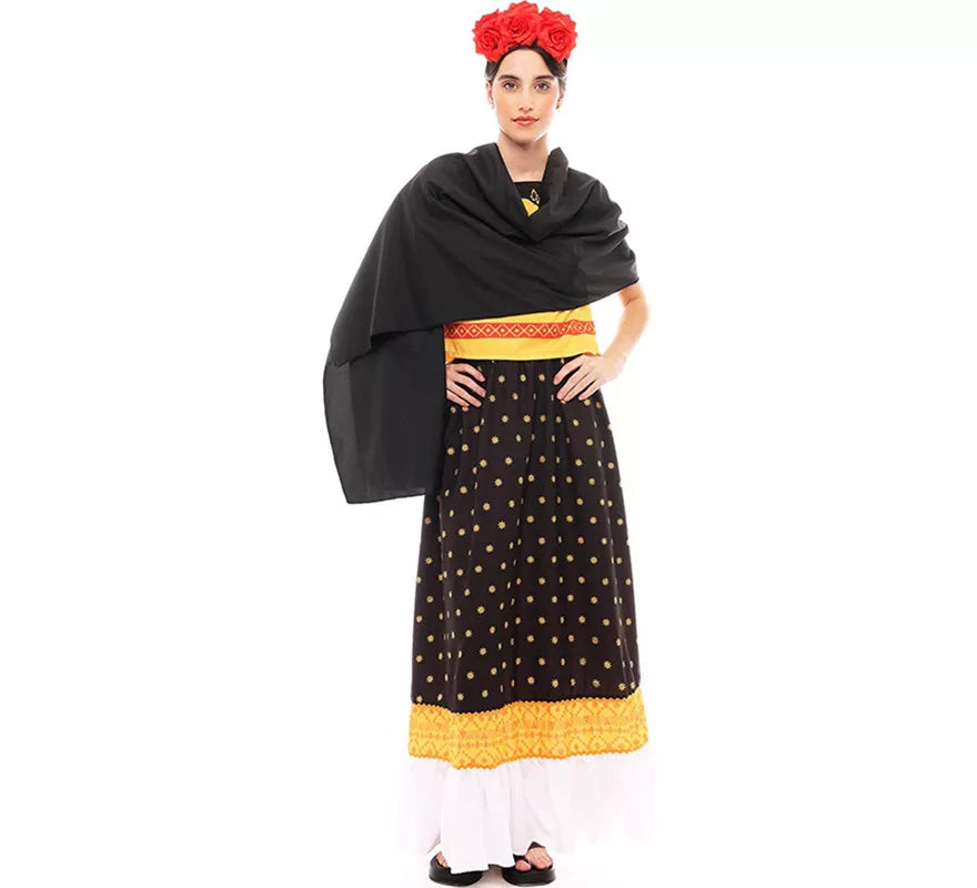 Translation missing: pt-PT.Disfraz de Frida Kahlo amarillo y negro para mujer