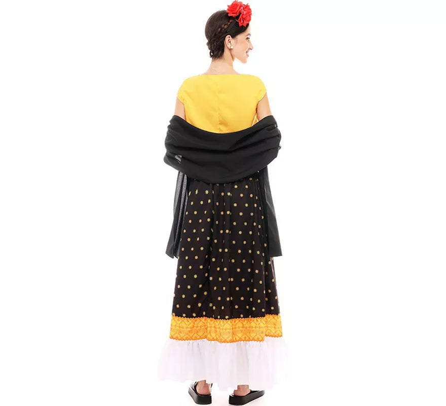 Translation missing: pt-PT.Disfraz de Frida Kahlo amarillo y negro para mujer